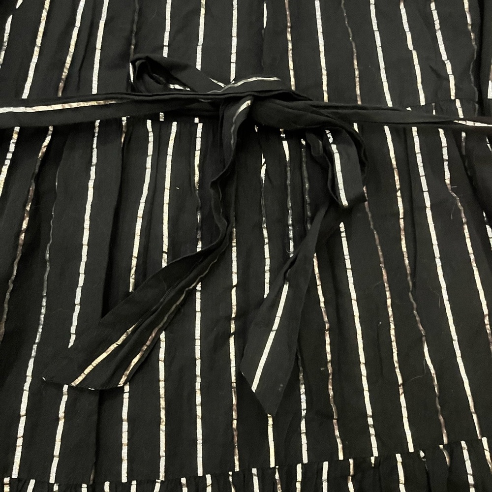 Striped Black & Silver Holiday Dress - Picture 2 of 5